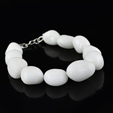Earth Mined 277.50 Cts White Agate Untreated Beads Hand Made Bracelet - On Sale