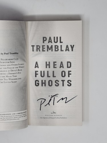 PAUL TREMBLAY SIGNED PB - A Head Full of Ghosts (Paperbacks From Hell) - Imagen 2 de 5