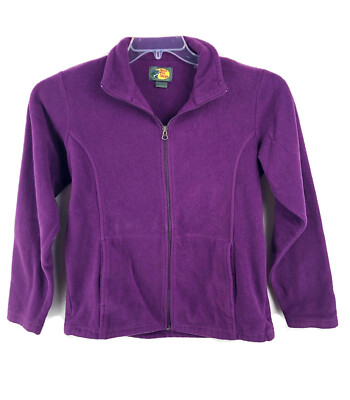 Bass Pro Shops Womens Fleece Jacket Purple Soft Collar Full Zip Pockets Sz  M A32