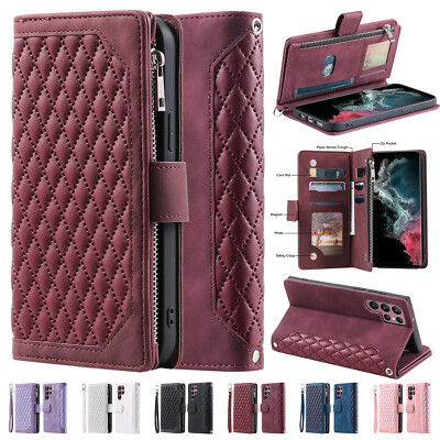 For iPhone 14 13 12 Pro Max 11 XR 8 7 Plus Leather Flip Case Zipper Wallet Cover