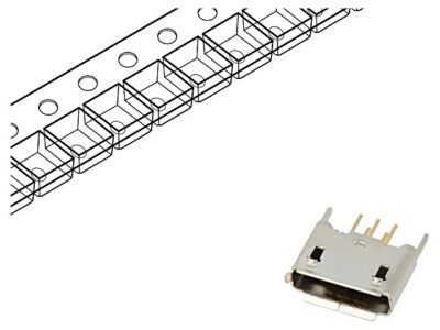 2X USB3106-30-0230-A Socket USB AB micro THT PIN: 5 straight USB 2.0 1.8A Global