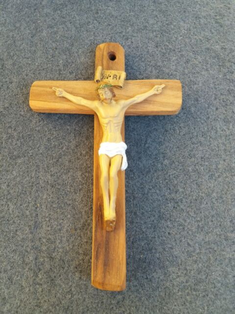 CROCEFISSO CROCE in LEGNO di ULIVO Cristo Gesù crocifisso da parete - Religione CROCEFISSO CROCE in LEGNO di ULIVO Cristo Gesù crocifisso da parete - Religione