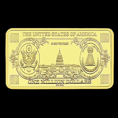 Statue of Liberty One Million Dollars Gold Bar in Plastic Case US Square Medal - Picture 5 of 14