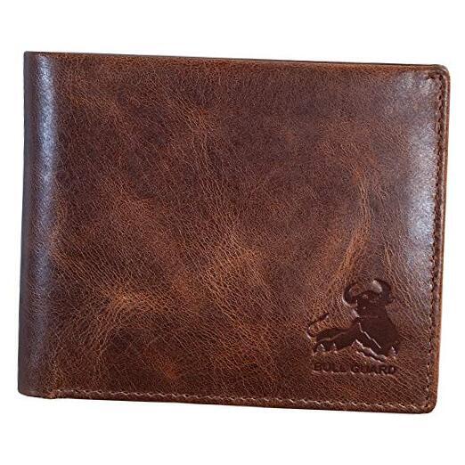 RFID Blocking Mens Brown Leather Bifold Wallet