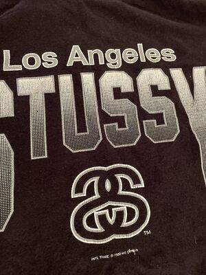 Vintage Stussy INTL TRIBE 1980 Logo T Shirt Black Los