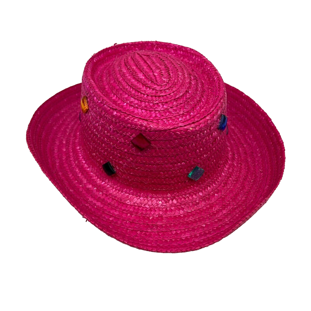 Vtg Miriam Lefcourt Elegantly Yours Pink Straw Sun Hat 