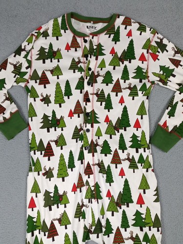 Lazy One 100% Cotton Size L Flap Jack Pajamas Green Christmas Trees One Piece - Picture 3 of 15