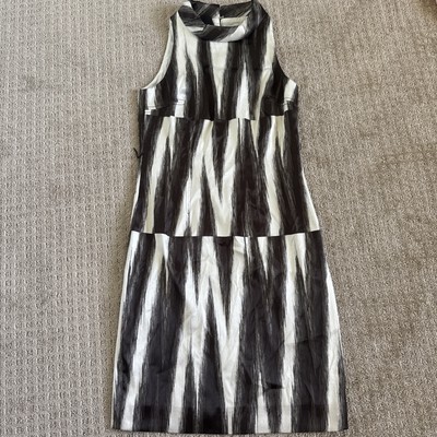 Carlisle sleeveless dress, cowl neck, Brown and white abstract Size 6