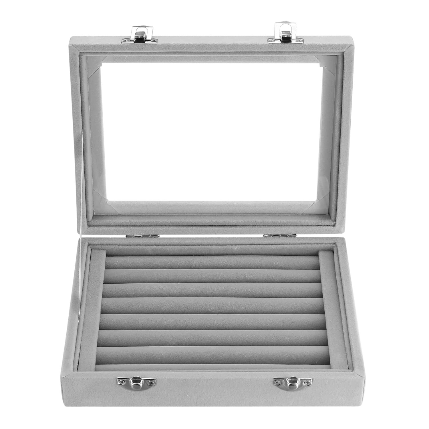 Aoyfuwell Velvet Jewellery Box, 7 Slots Ring Organiser Box, Jewellery Display...