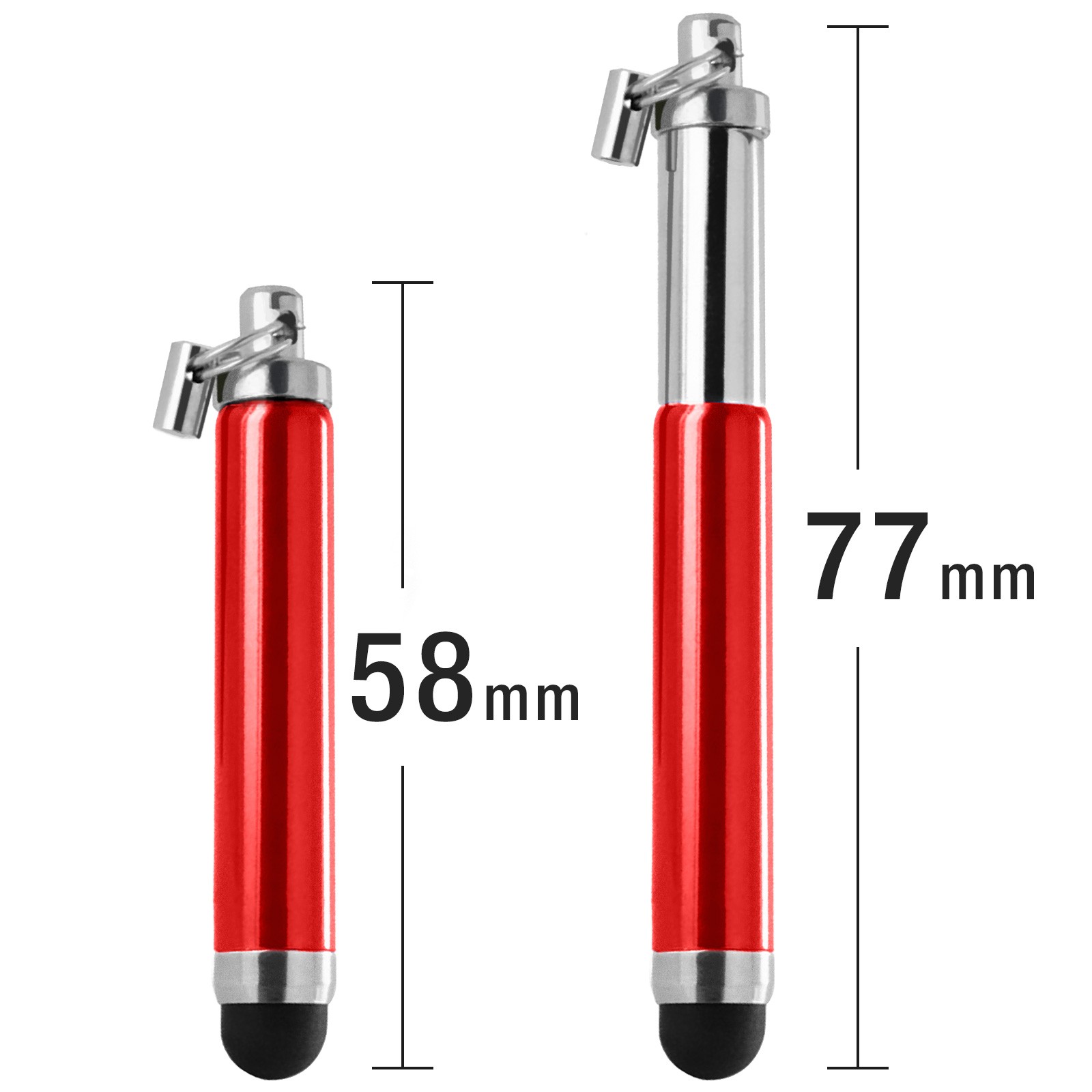 Stylet pour écran tactile rouge mini pointe capacitive avec fixation jack universelle - 3