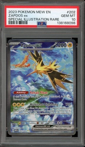 Pokemon Zapdos ex 151 MEW EN Special Illustration Rare #202 PSA 10 Gem Mint