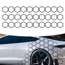 Car Honeycomb Graphics Stickers, 3.31" x 3.94" Reflective 30 PCS Black