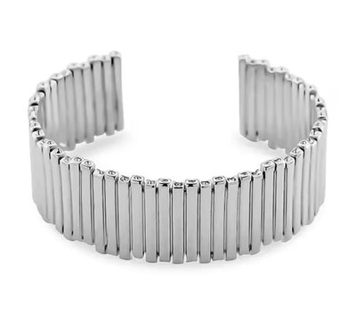 Designer Stil Armreif Armreif in Weißgold vergoldet geriffelte Stäbe Silber Struktur Neu