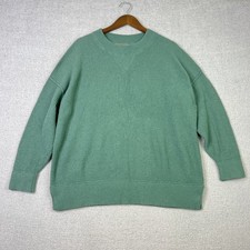 Aerie CozyUp Ribbed Crew Oversized Sweatshirt Green Tea Size M