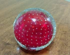Vintage Murano Glass Paperweight Mid Century Red Bullicante Controlled Bubble 2"