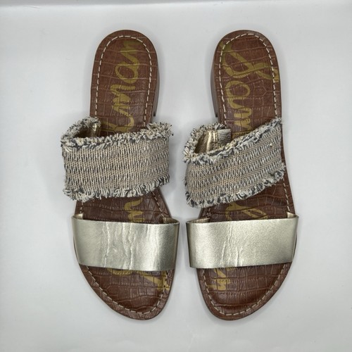 Sam Edelman Women’s Jeni Metallic Leather Fringe Slide Sandals Size 9M/39 - Picture 15 of 24