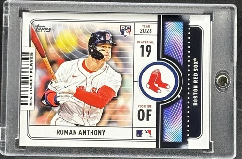 Roman Anthony RARE ROOKIE RC TICKET STUB  TOPPS  INVESTMENT CARD RED SOX MINT