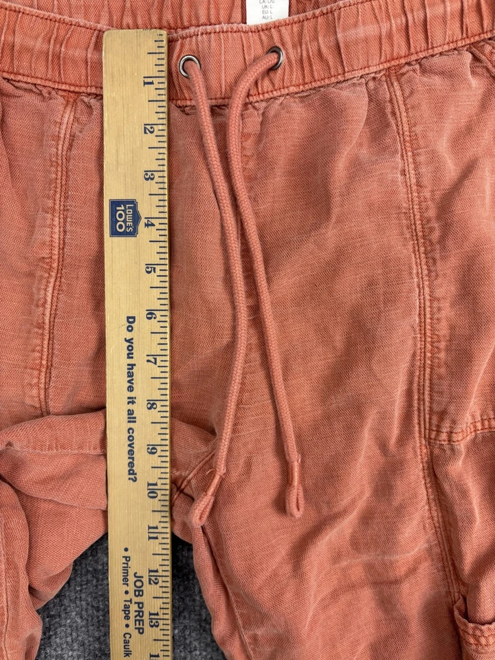 C&C California Pants Womens Large Orange Linen Lyocell Jogger Utility Drawstring - Image 4 of 4