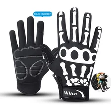 Skeleton Gloves Short Full Finger White Bones Gloves for Adult Hallowmas Cosplay