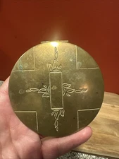 Vintage Compact Large Mirror Compact w Design Marked Made in USA