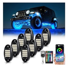 8 Pods RGBW LED Rock Lights Full Kit, 6500K Pure White Not Mixed RGBW-8 Pods