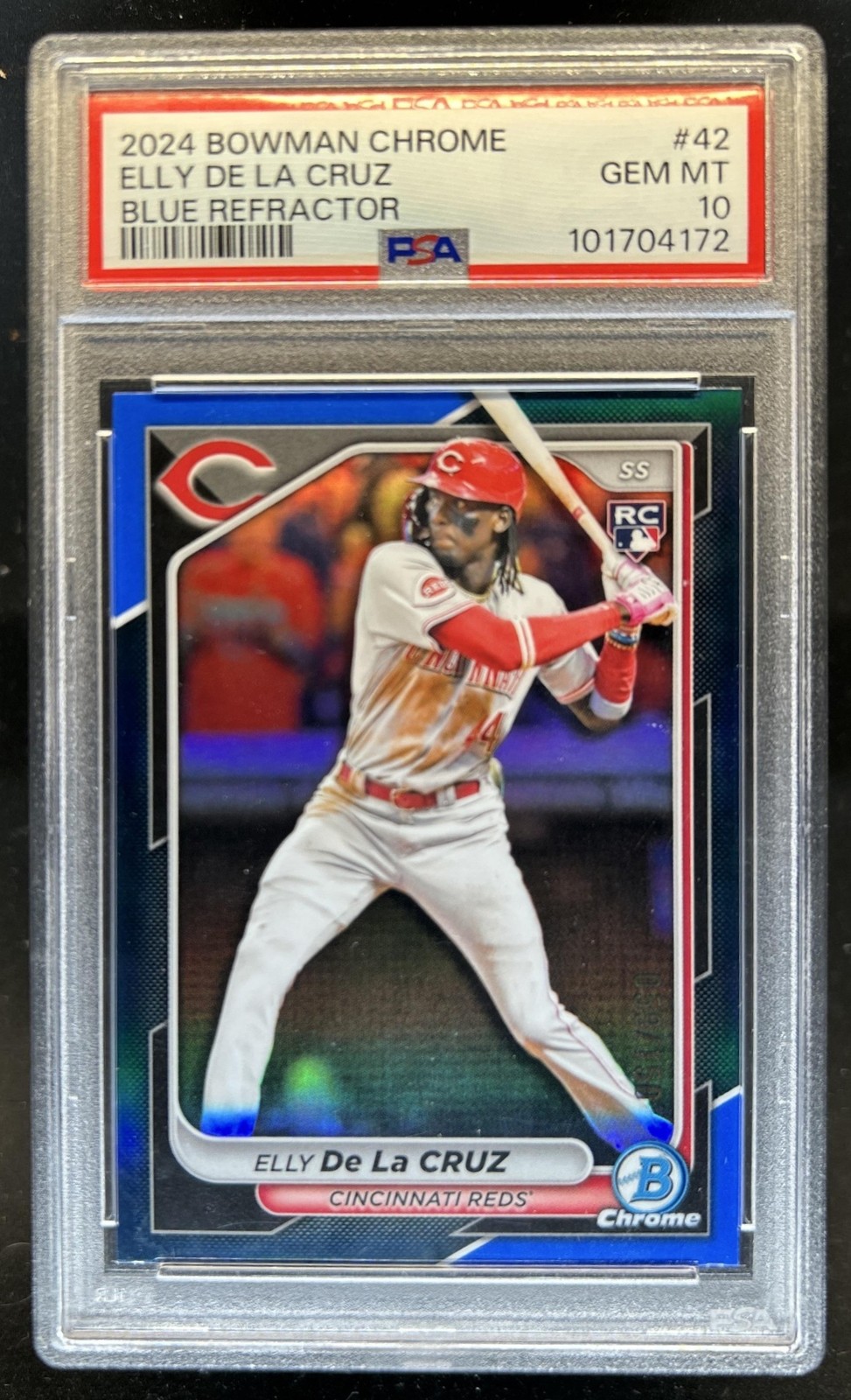 2024 Bowman Chrome Elly De La Cruz RC Blue Refractor Rookie #/150 Reds PSA 10