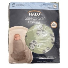 NEW Halo SleepSack Swaddle Newborn Fleece Green Pandas TOG 3.0 NB 0-3 Mths