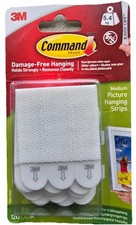 3M Command Medium 12 x 2 strips holds upto 5.4 kg picture hanging 0.58 per strip