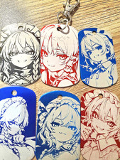 Touhou Project Metal Keychain, laser etched aluminum tag anime key chain