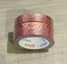 NEW Simply Gilded Dark Red & Gold Stardust washi tape 10 & 15 mm rolls