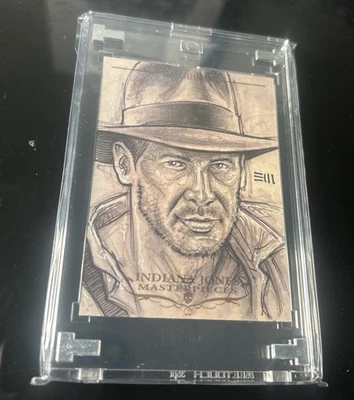 2009 Topps Indiana Jones Masterpieces Sketch Card of Harrison ford By Erik Maell - Photo 1/2