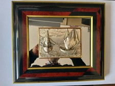 Quadro altorilievo in argento Barche a Vela