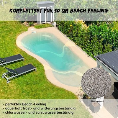 Premium Poolset Komplettset - Beach feeling bis 50 m² natursand Strandpool SET