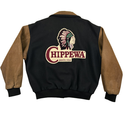 Chippewa, Vintage Chippewa Boots USA Varsity Jacket Mens Large Wool Leather Western