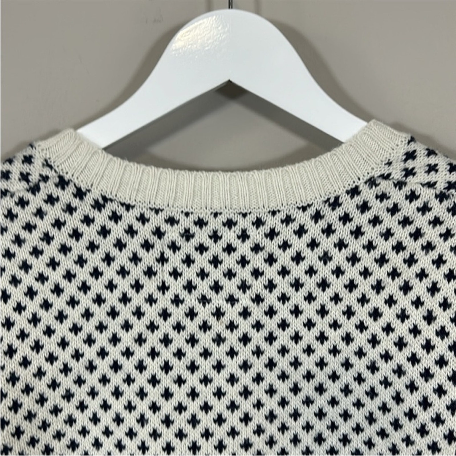 LONG WHARF Womens Osterville SeaWell Sweater Cream Fisherman Recycled Vneck XS