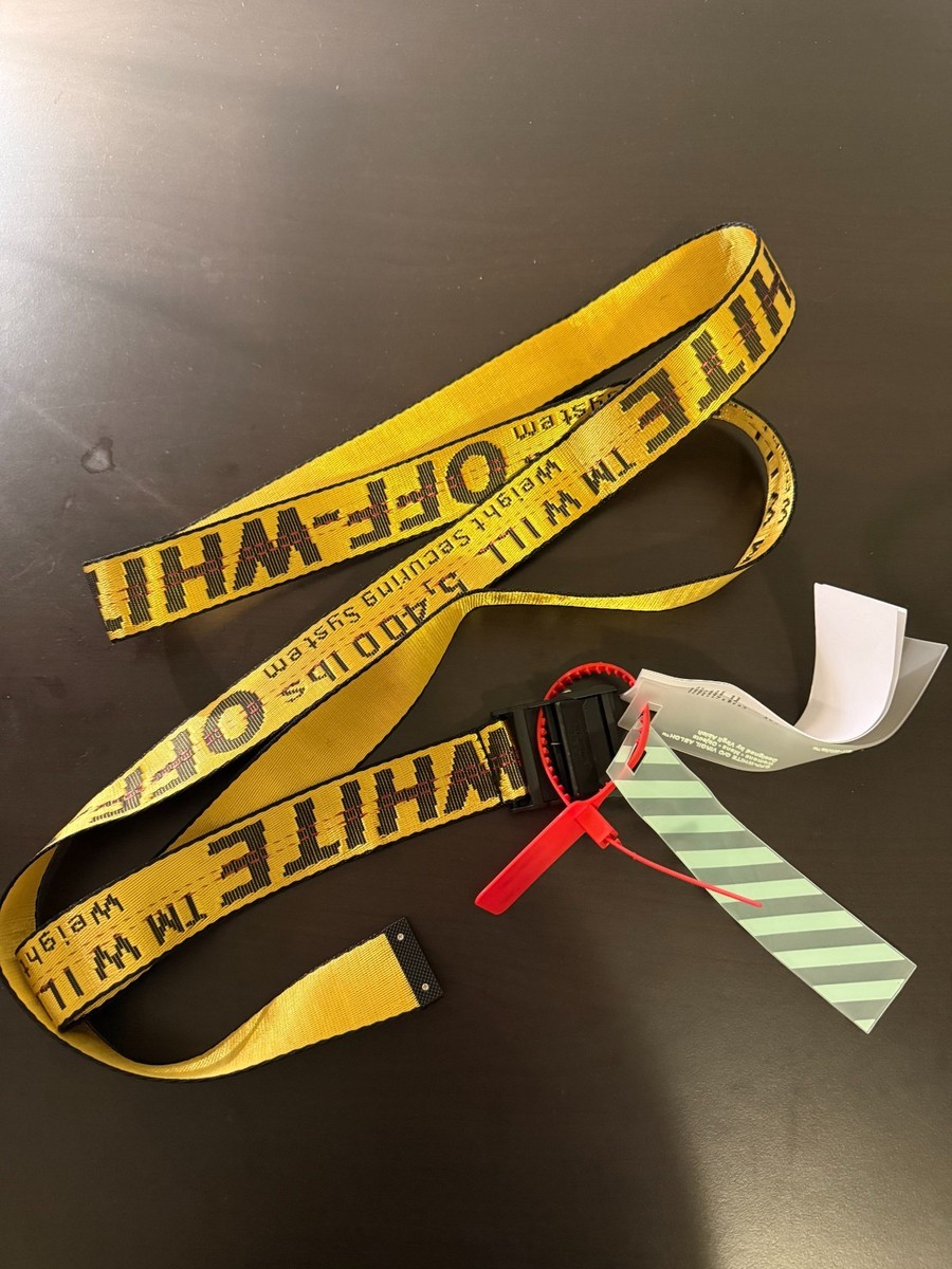 OFF-WHITE Men Yellow Industrial Logo Buckle Woven Belt One
