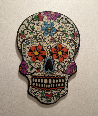 Mexican Day of the Dead Sugar Skull Multicolor Floral Wall Decor Hanging