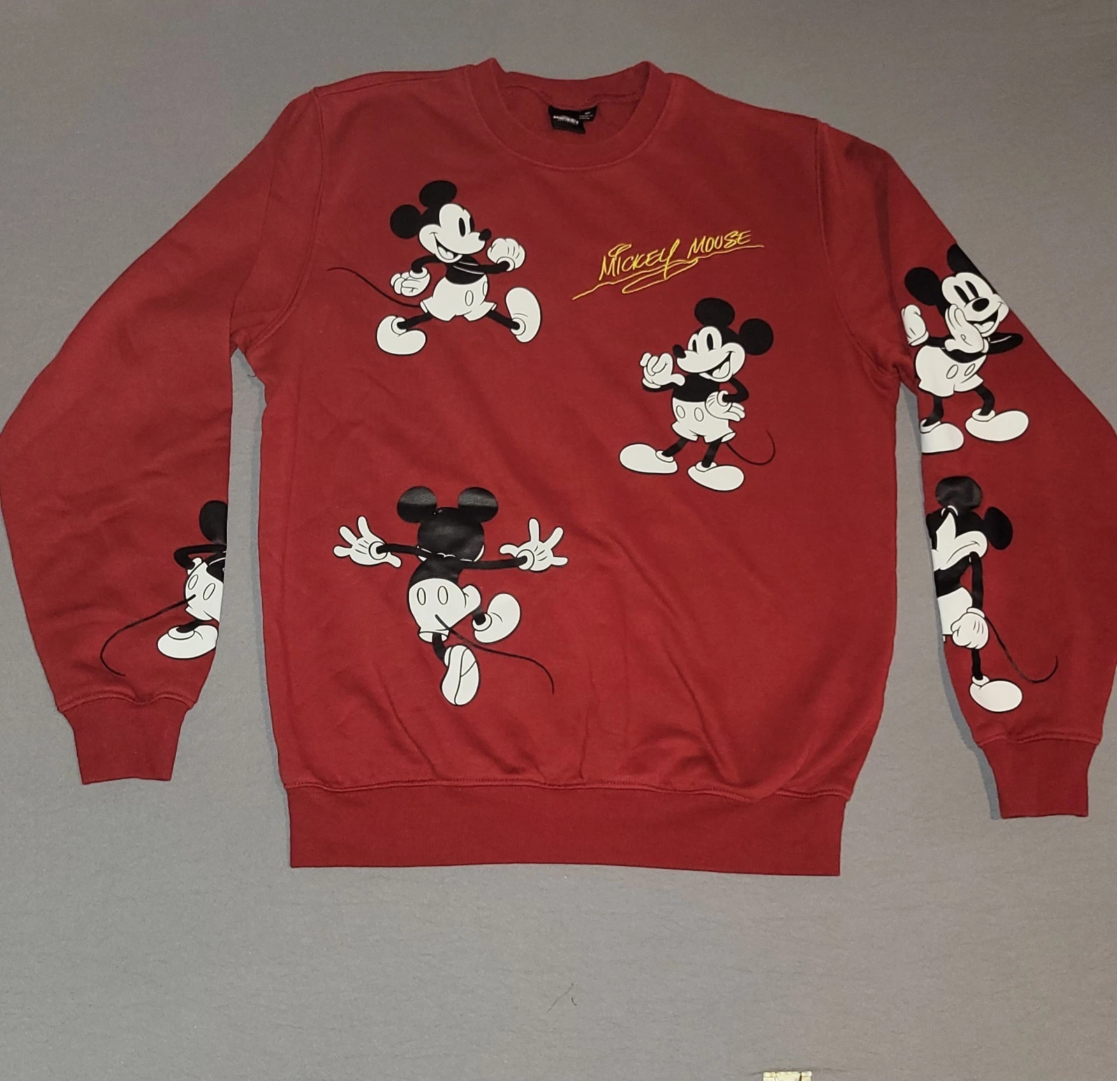 Disney Mickey Mouse Cartoons All Over Print Sweatshirt Retro Vintage Style M