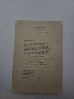 #ad Harry S. Truman Secretary Signed Letter 1949 $189.99