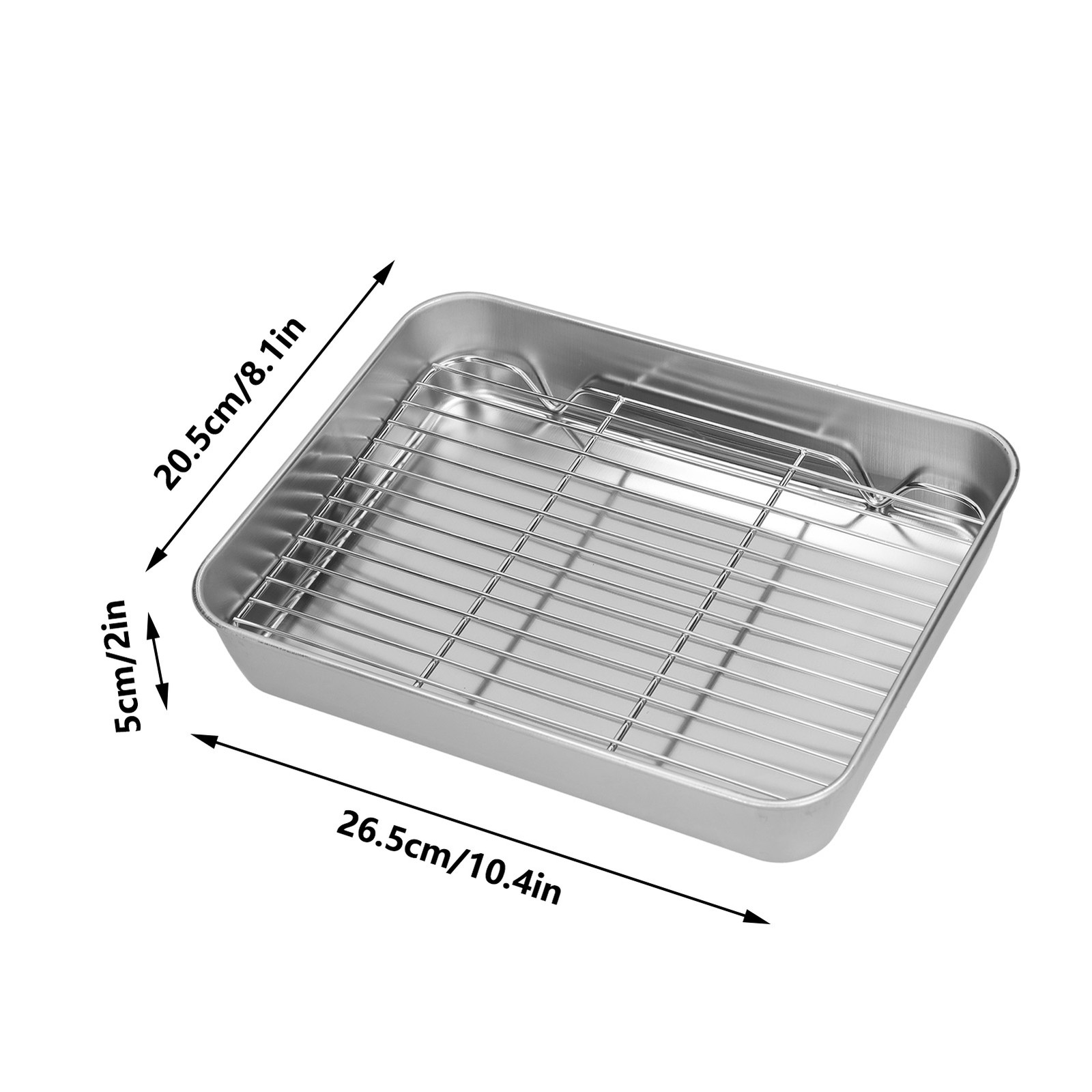 NEW Roasting Pan And Rack Set Stainless Steel Easy Clean Rectangular Roaster