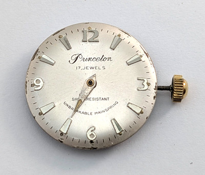 Vintage PRINCETON A-2000 Shock Resistant 17j 26mm Watch Movement PARTS or REPAIR