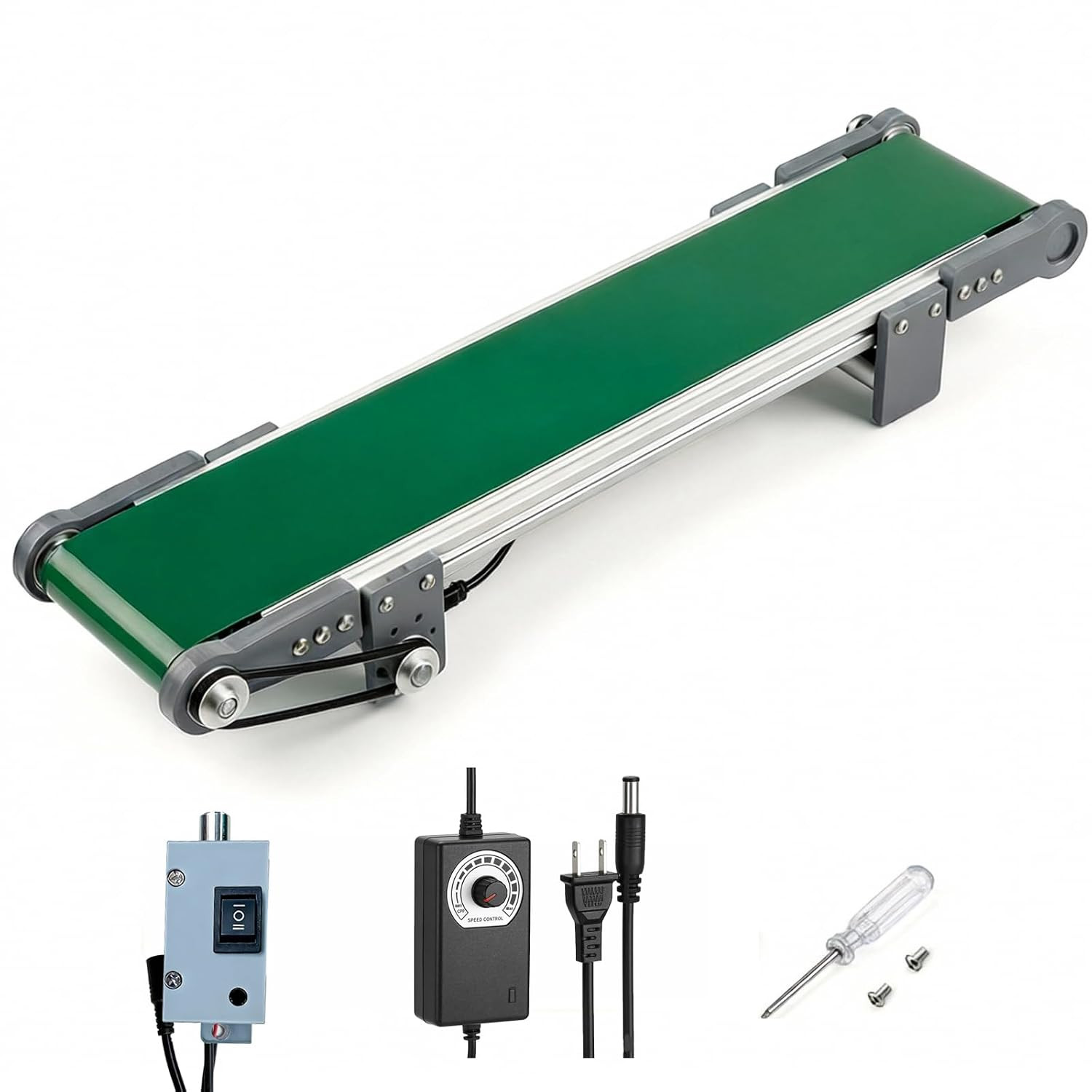 20 Inch Electric Desktop Conveyor Belt 10X50Cm, 0-167RPM with Forward and Revers