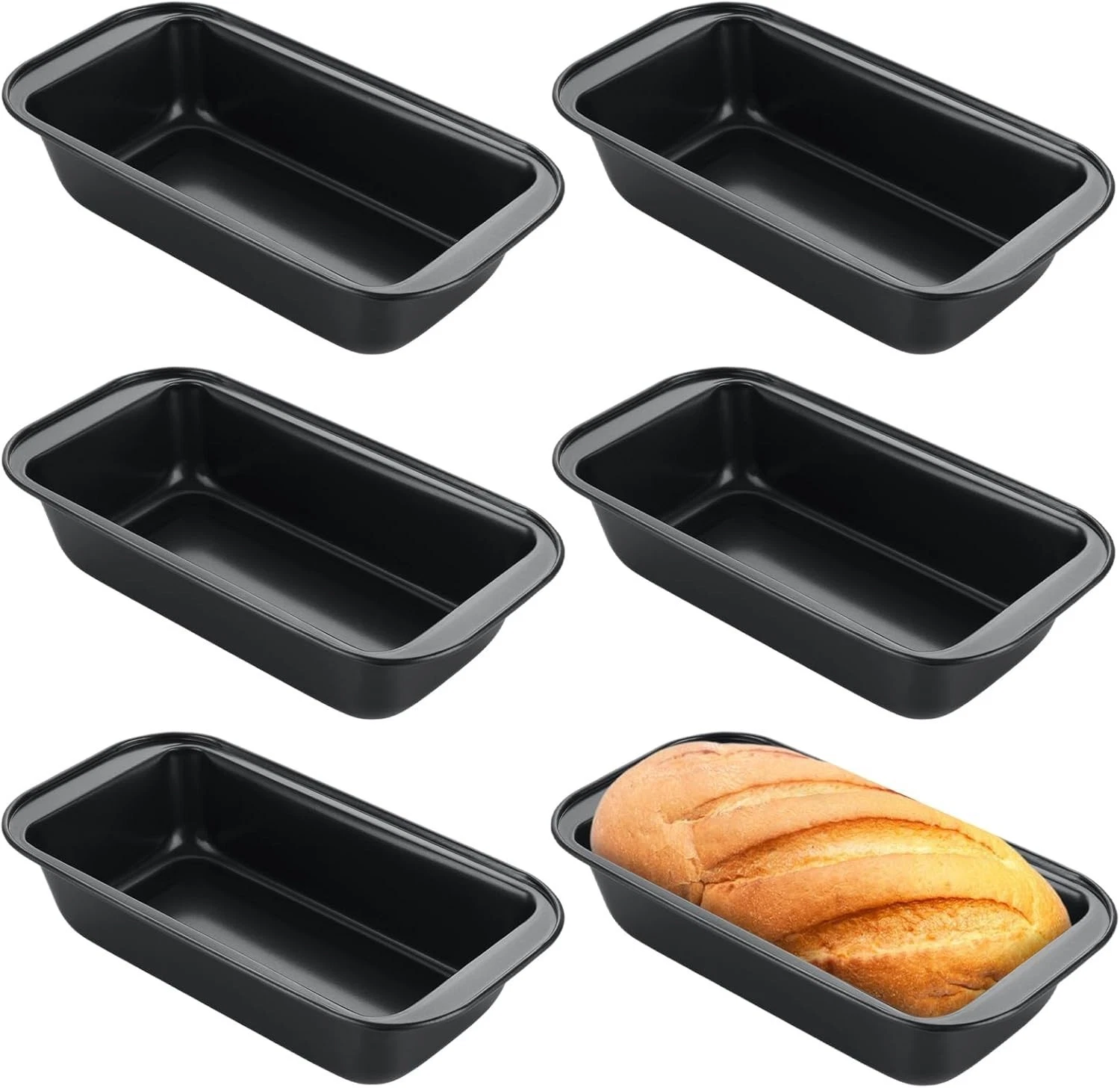 6 Pack 8 Inch x 4 Inch Nonstick Bread Loaf Pans Carbon Steel Bakeware for