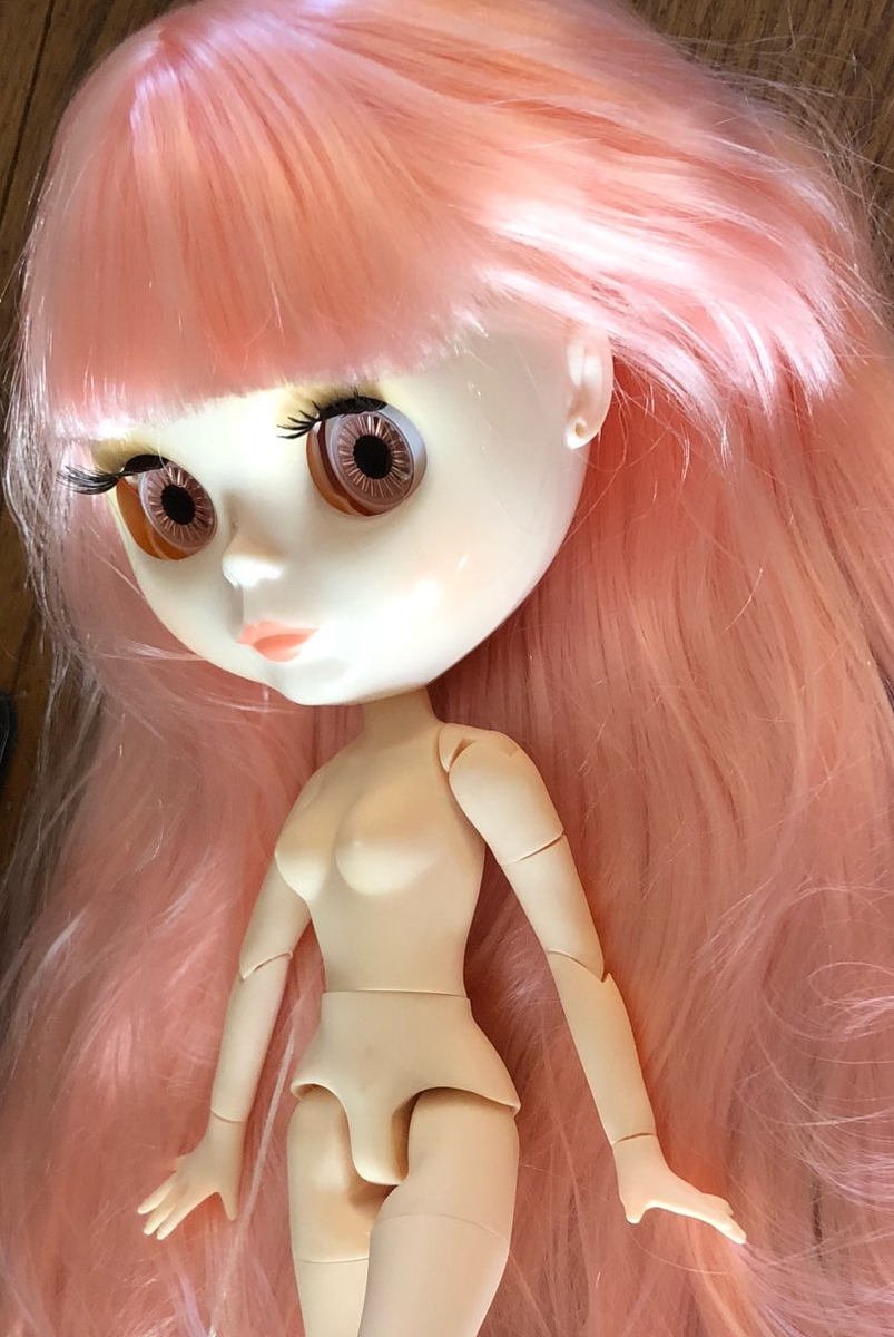 Neo Blythe Doll Nude Straight Pink Hair Wig Big Eyes Fashion BJD