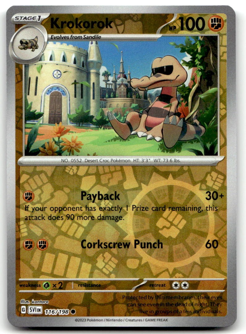 Krokorok 116/198 Common Scarlet & Violet Pokemon Reverse Holo Near Mint