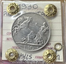 MONETA REGNO D' ITALIA BIGA 10 LIRE 1930 NON COMUNE sigillata BB+