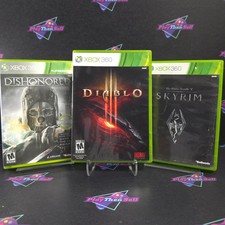 RPG Collection (3-Game Lot Bundle) Dishonored, Diablo 3, Skyrim Xbox - Very Good