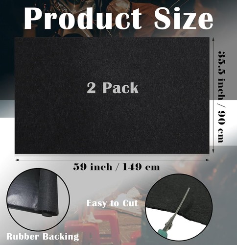 2 Pack Garage Floor Mat, 60 x 36 Inch Oil Spill Mat for Under Car Black - Picture 2 of 7