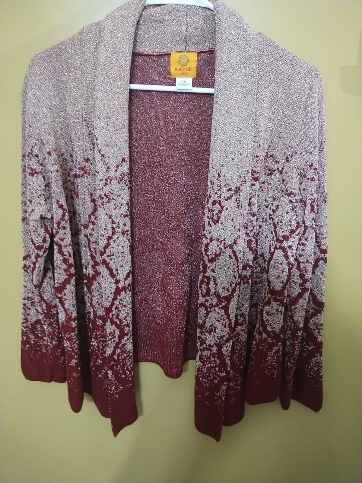 Ruby Rd Open Front Sparkly Metallic Cardigan PXL … - image 3