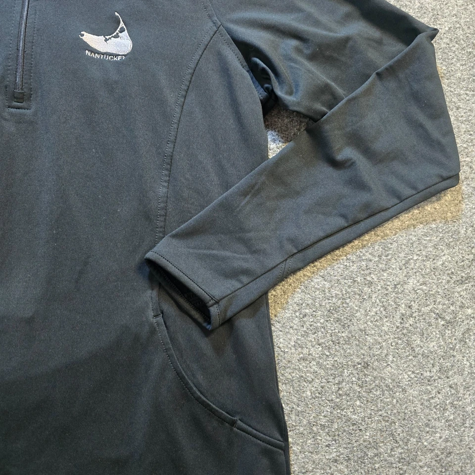 Sudadera Nantucket Mujer Mediana Negra SportTek 1/4 Cremallera Bordada Atlética Foto 4 de 4